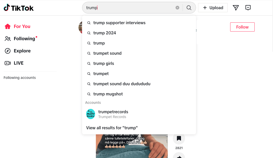 A screenshot of TikTok's search function, showcasing trending videos on custom t shirt printing