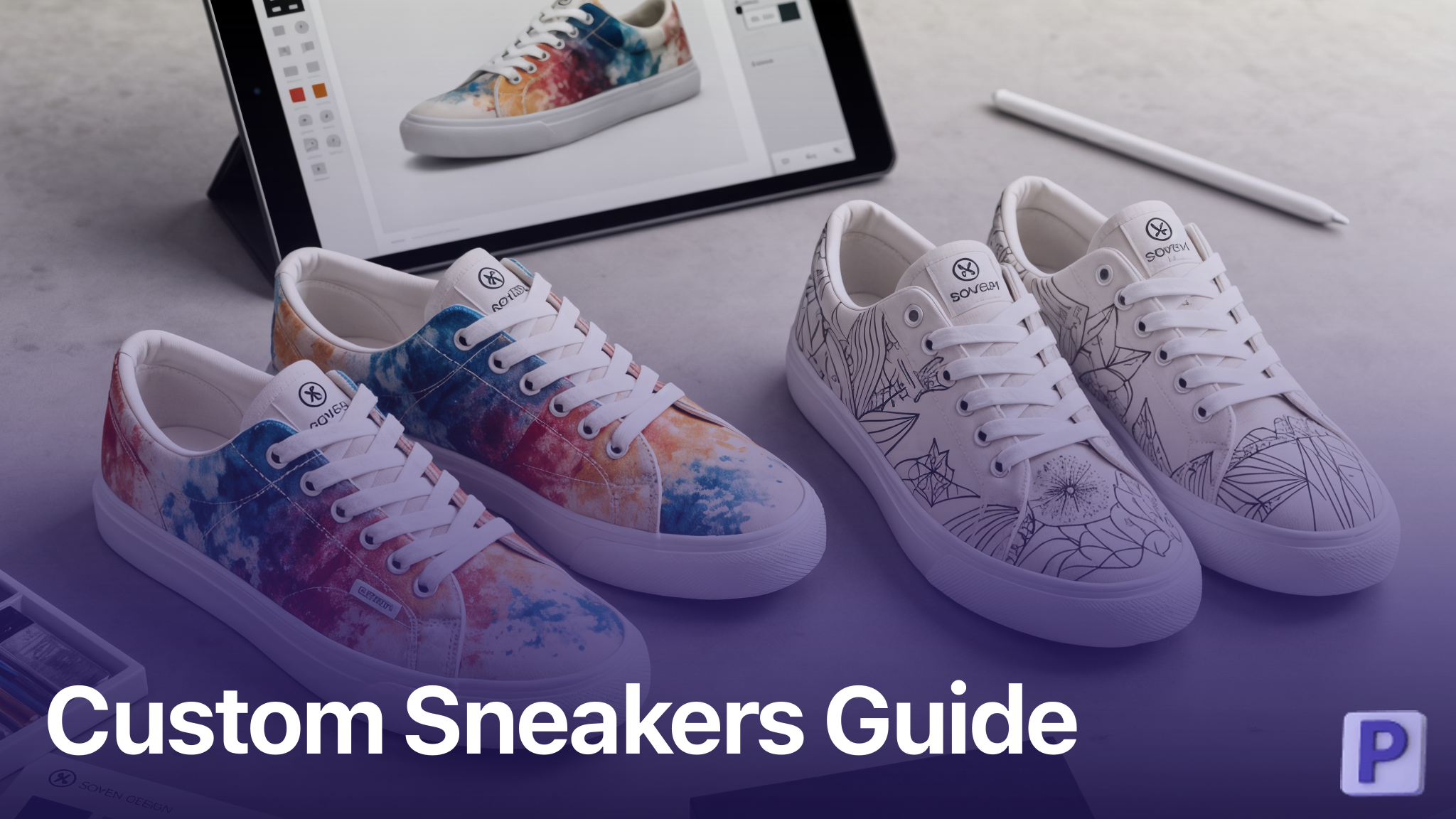 Custom designed print on demand sneakers with colorful patterns and design tools