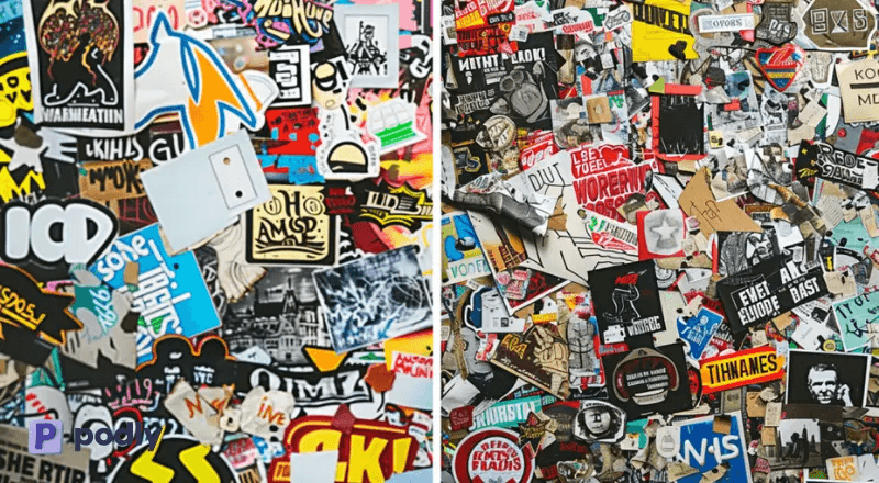 Stickers printed in different finishes